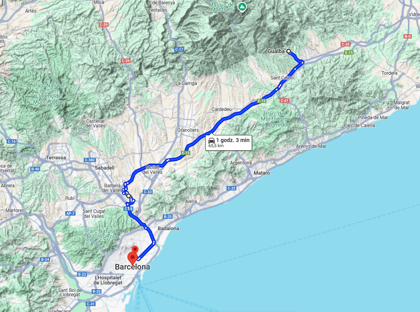 Dojazd do Barcelony; w pasie pomiędzy górami &ndash; fabryki