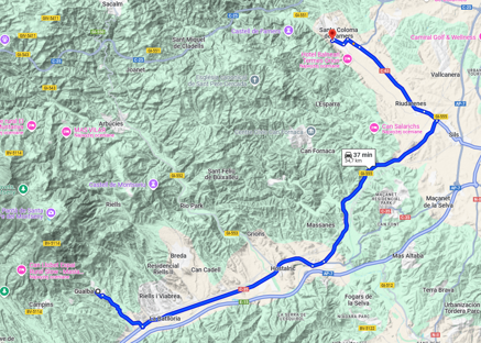 Dojazd do Santa Coloma de Farners